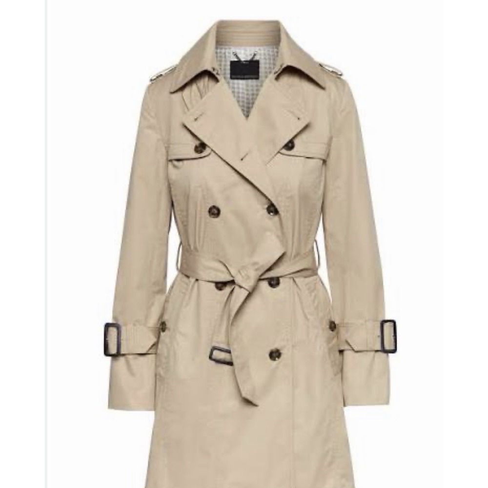 BANANA REPUBLIC Sz S Timeless Khaki Trench Coat Jacket Belt Lined Classic Chic